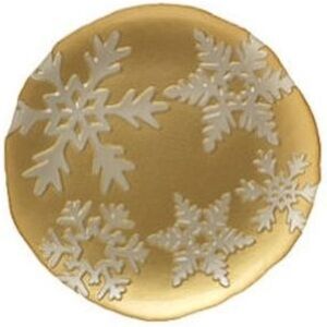 Vietri Gold Snowflake Salad Plates - Set of 2 BNWT